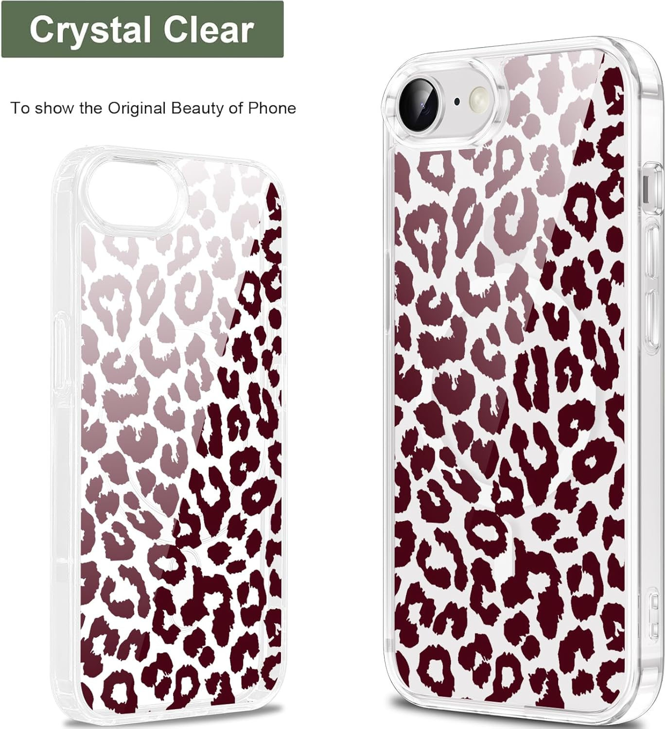 Saqmkil Magnetic Mobile Phone Case for Iphone 16E/Se 4/SE 2025 6.1 Inch Case, Compatible with Magsafe, Transparent Aesthetic Pattern Leopard Girl Case, Soft Silicone TPU Shockproof Protective Cover image number 5