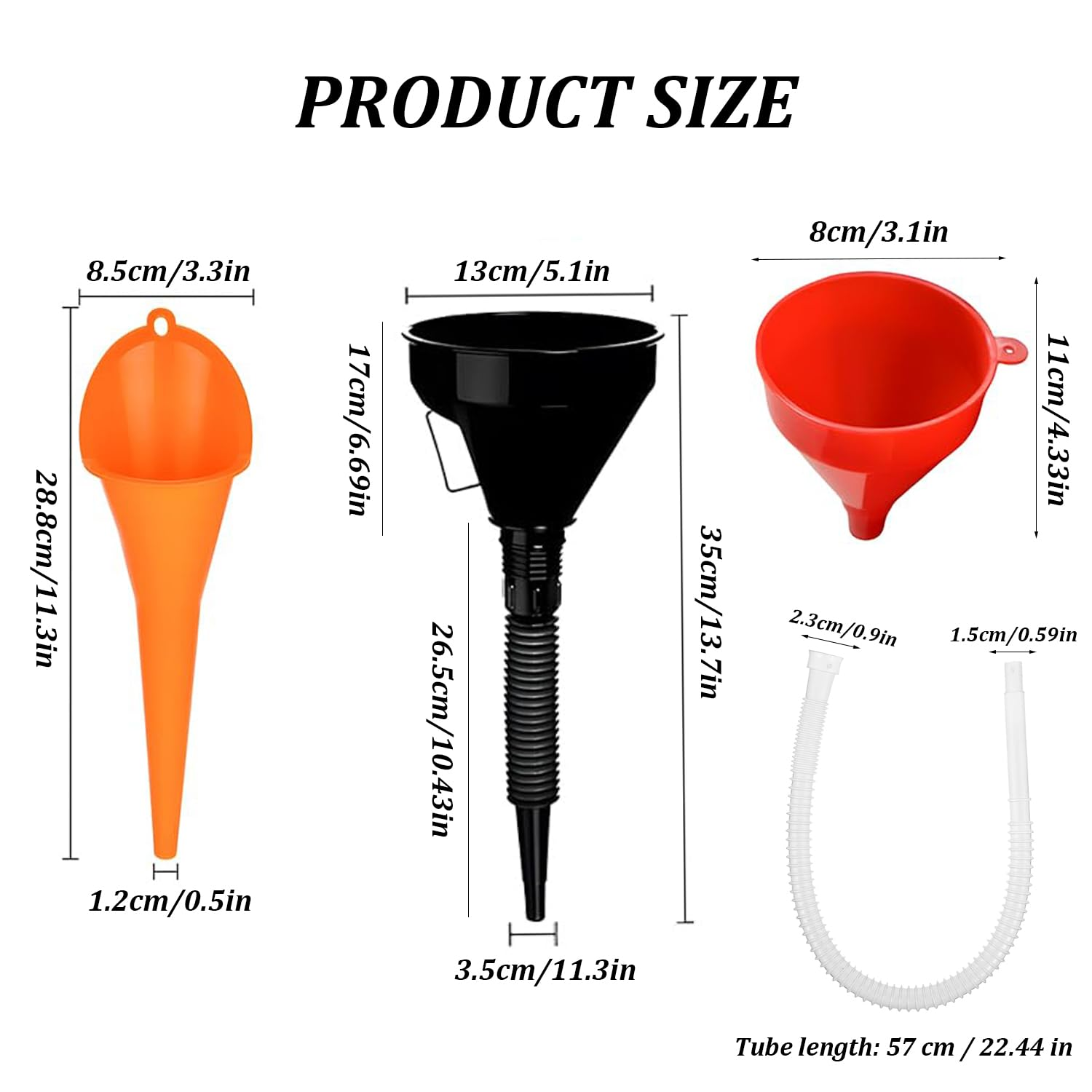 Xinghonyac 6 Pcs Car Funnel Set, Contains Flexible Hose Oil Funnel with Wide Mouth Oil Funnel for Cars Motorcycles Engine Gas Oils Water Diesel Fuel Kerosene and Other Liquids image number 2