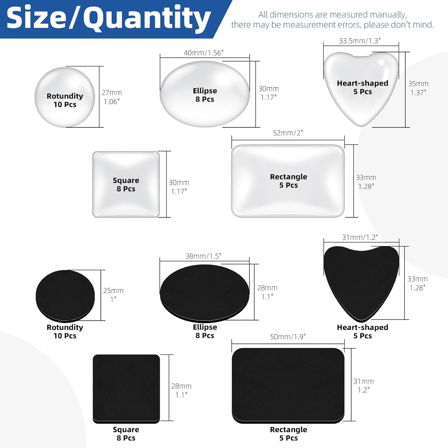 Glarks 72Pcs Fridge Magnets Craft Set Round/Oval/Square/Heart/Rectangle Shape Ferrite Ceramic Magnets with Adhesive Backing and Transparent Glass Cabochons for Fridge Office Locker Whiteboard Making image number 6