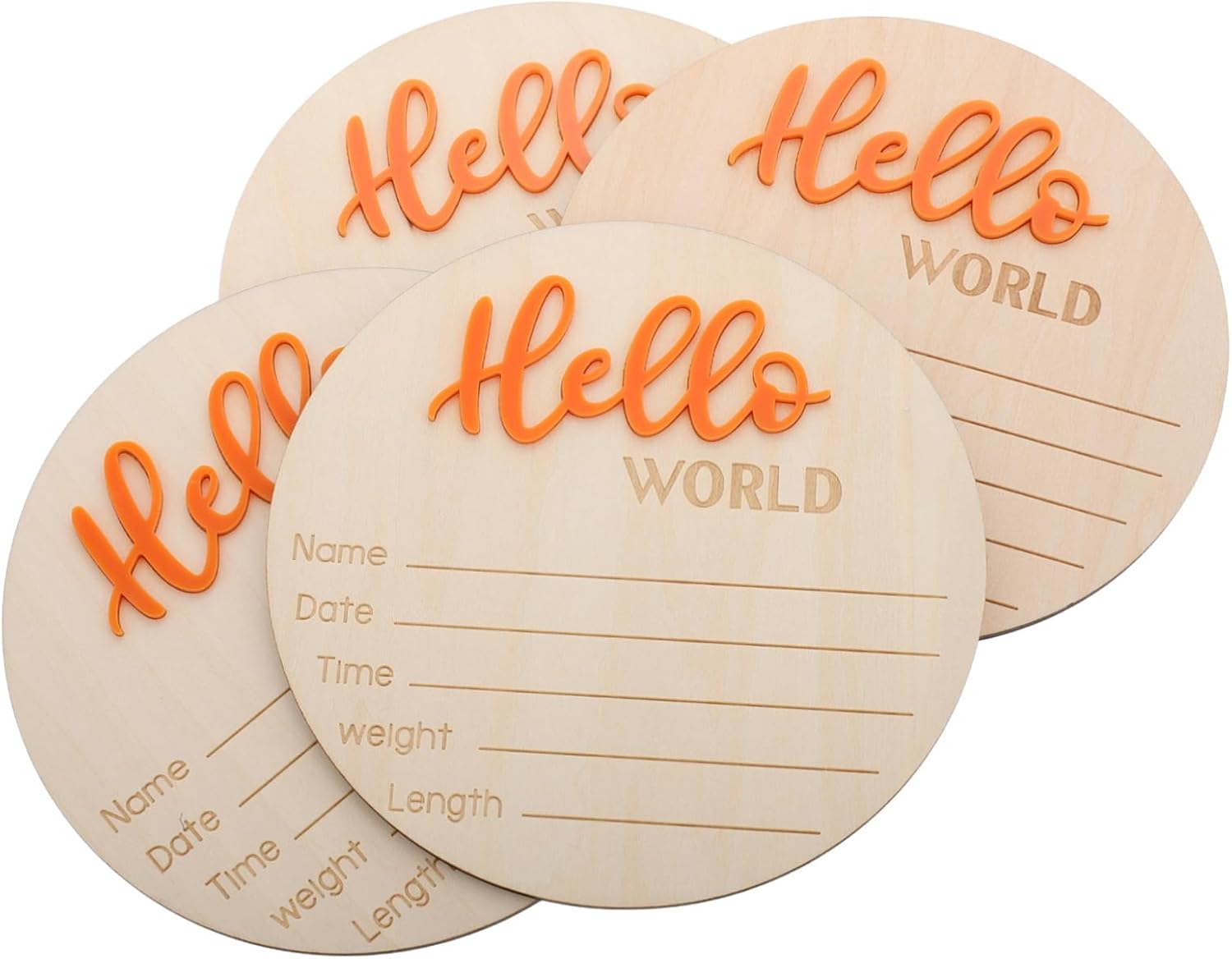 Wooden Birth Sign Card Newborn Announcement Wooden Discs for Nursery Photo Prop Welcome Newborn Born image number 1