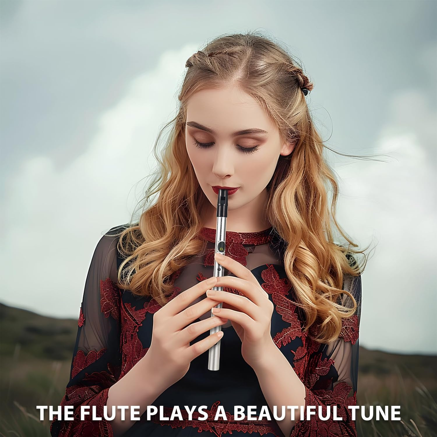 Vixxnoxx Irish Tin Whistle in C Key with Music Book & Bag, 6-Hole Traditional Penny Whistle Flute for Adults & Beginners, Brass Wind Instrument for Celtic Folk Music (Sliver)