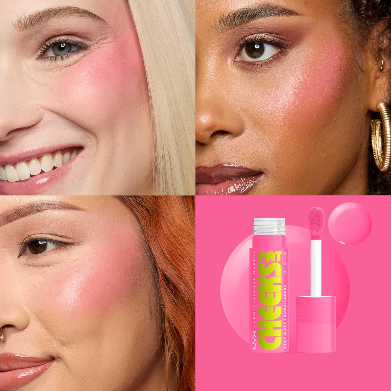 NYX Professional Makeup Fat Cheeks Juicy Liquid Blush, Dragon Fruit Drip, 8 Ml image number 3