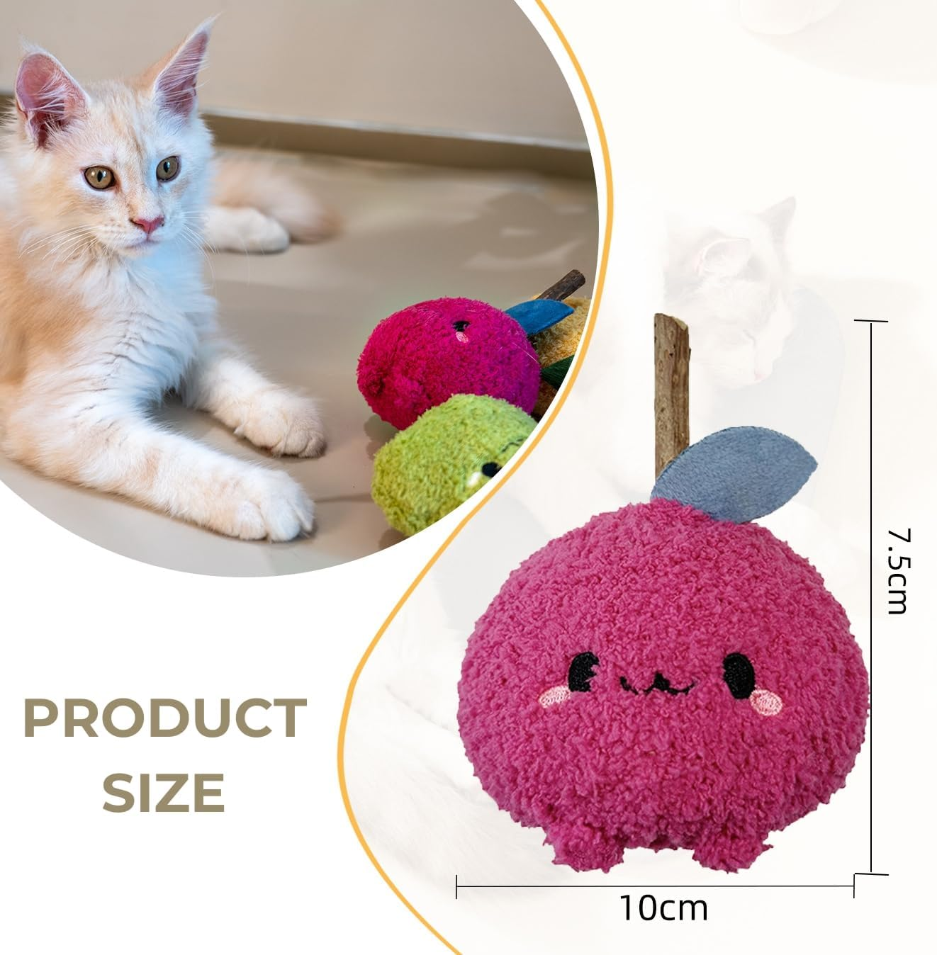 Durable and Interactive Cat Teething Silvervine Stick Toys: Chewing Stick, Grinding Teeth Rod, and Chewable Cat Doll for Your Pet'S Entertainment (Onion Red) - Lemon Yellow image number 3