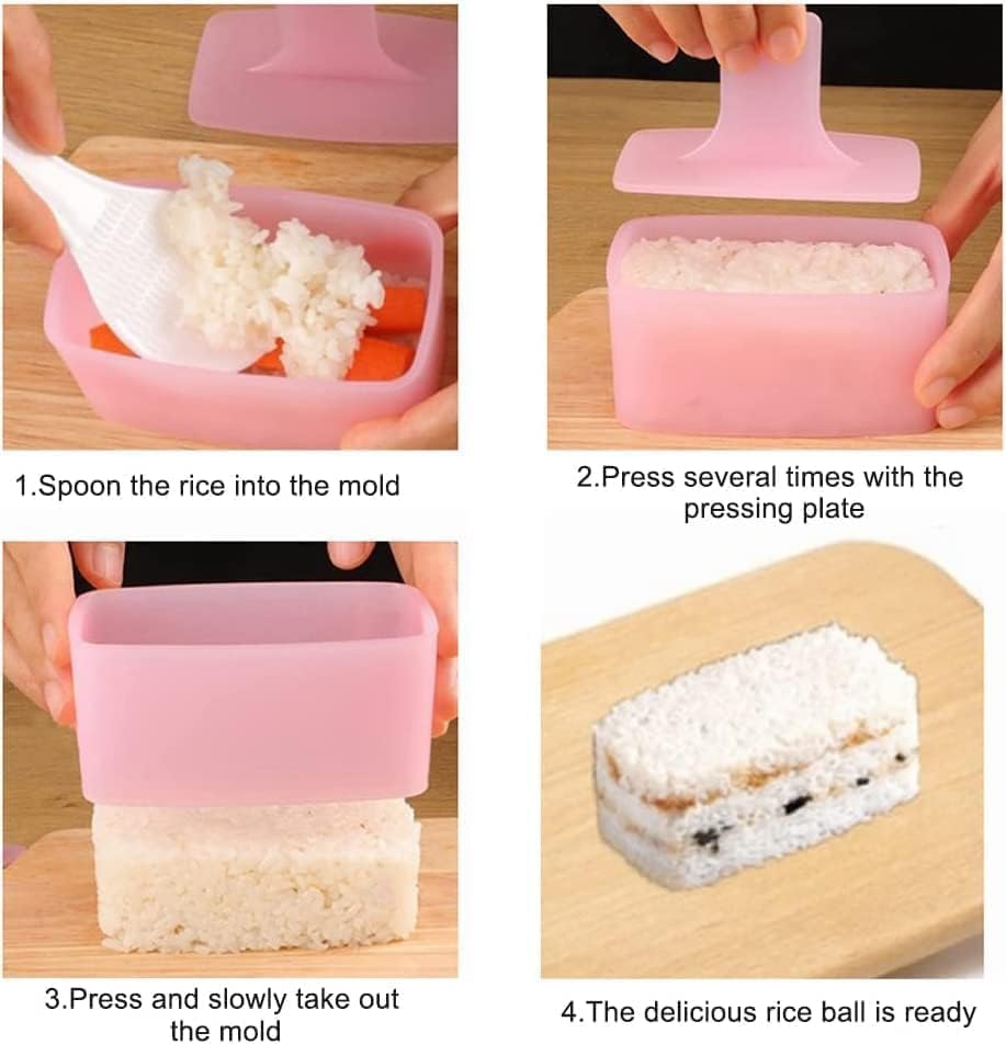 5Pcs Sushi Making Kit Meat Press Musubi Maker Molds, Triangle Onigiri Rice Mold Triangle Sushi Mold Form Onigiri Rice Molds image number 5
