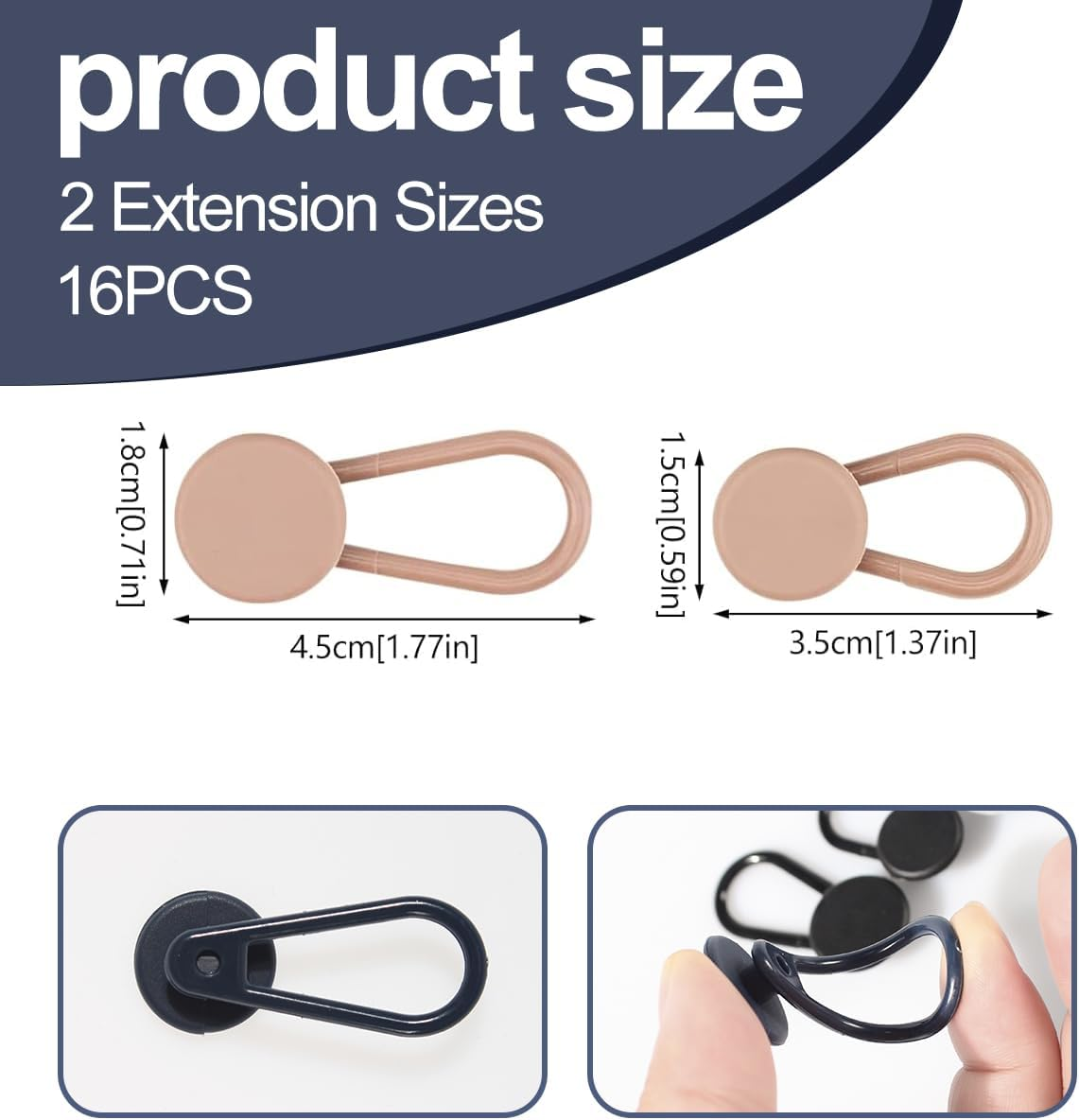 16 PCS Button Extenders for Jeans,Pants Waist Button Extender for Women Men,4 Colors Pant Waistband Expander, Ceryvop Pants Waist Extension 1-1.4 Inches image number 1