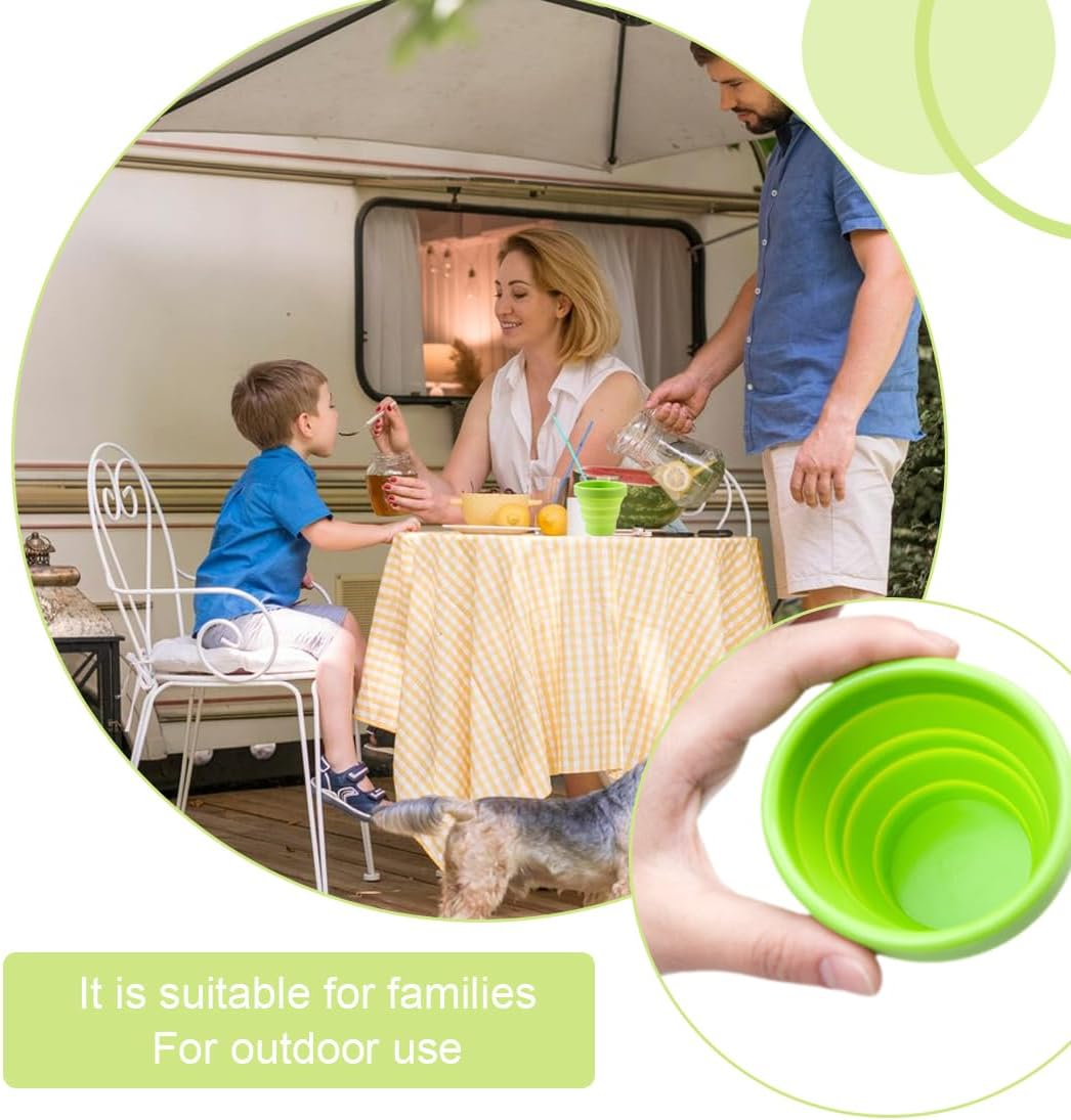 SGERUFZ Folding Cup Silicone with Lid Reusable Foldable Outdoor Camping Folding Cup for Hiking/Picnic/Travel image number 4