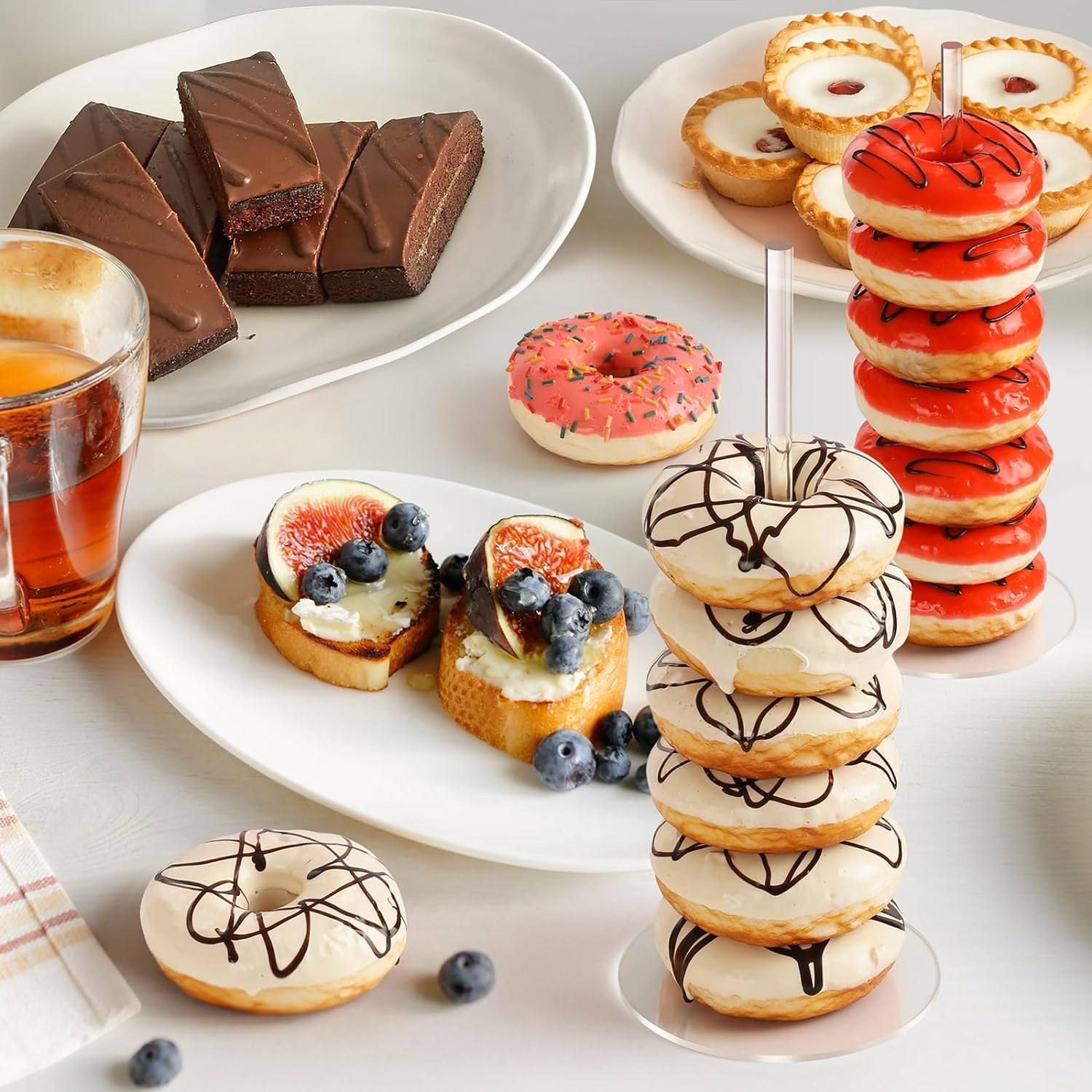 THJOPOKEEL 6 Pack Acrylic Donut Stand, Acrylic Bagel Stand, Clear Doughnut Holder, Donut Display Stand for Dessert Table, Bagel Display Tower for Birthday, Wedding, Baby Shower, Christmas, Party image number 5