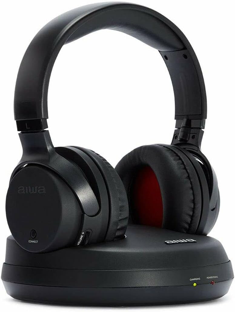 Aiwa WHF-880 Wireless RF Headphones Black Headband for Tv/Dvd/Hifi, 100 M Range, Rechargeable.