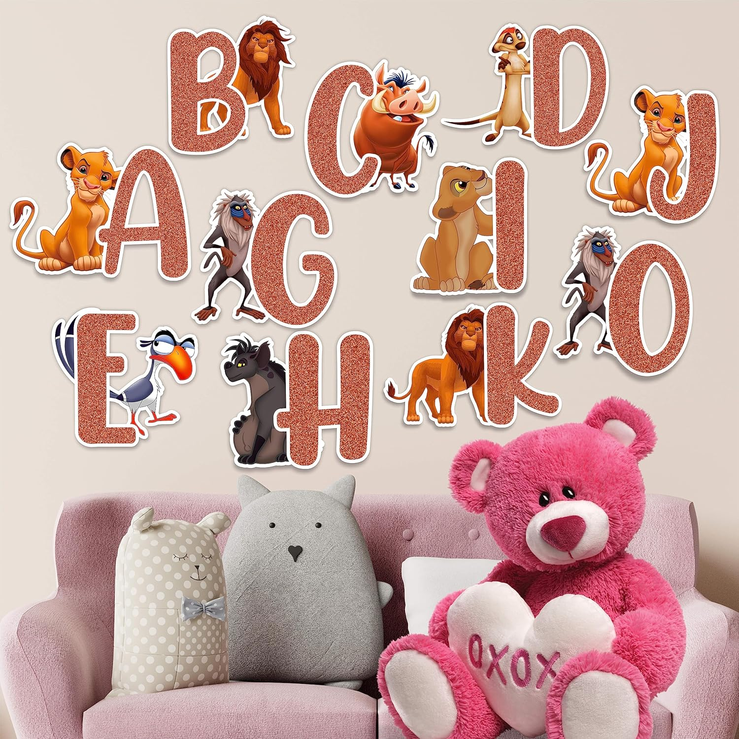 The Lion Kng Alphabet Wall Stickers &ndash; Lion-Inspired Animal Letters for Kids Room, Educational Jungle Theme Nursery Decor, Removable Safari Alphabet Decals for Boys & Girls