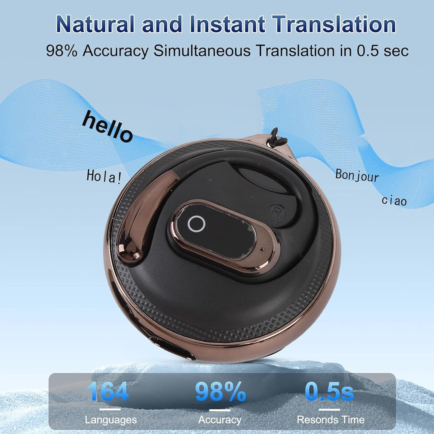 YUEHISY AI Real Time Translation Earbuds, Wireless BT Translator Headphones with 164 Languages 7 Modes, Charging Case, for Travel Business image number 6