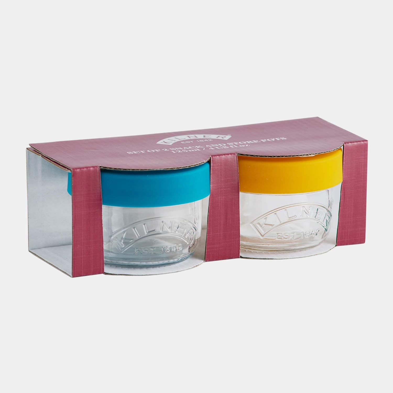 Kilner Snack and Store Pots Set of 2, 125 Ml Capacity, Clear