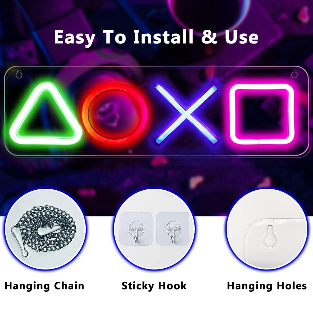 Game Neon Signs for Bedroom, Game Neon Lights for Room Wall Decor USB Powered 16''X5'' LED Gaming Accessories for PS Game Room, Living Room, Man Cave Boys Teen Gamer Birthday Xmas Gifts Party image number 5
