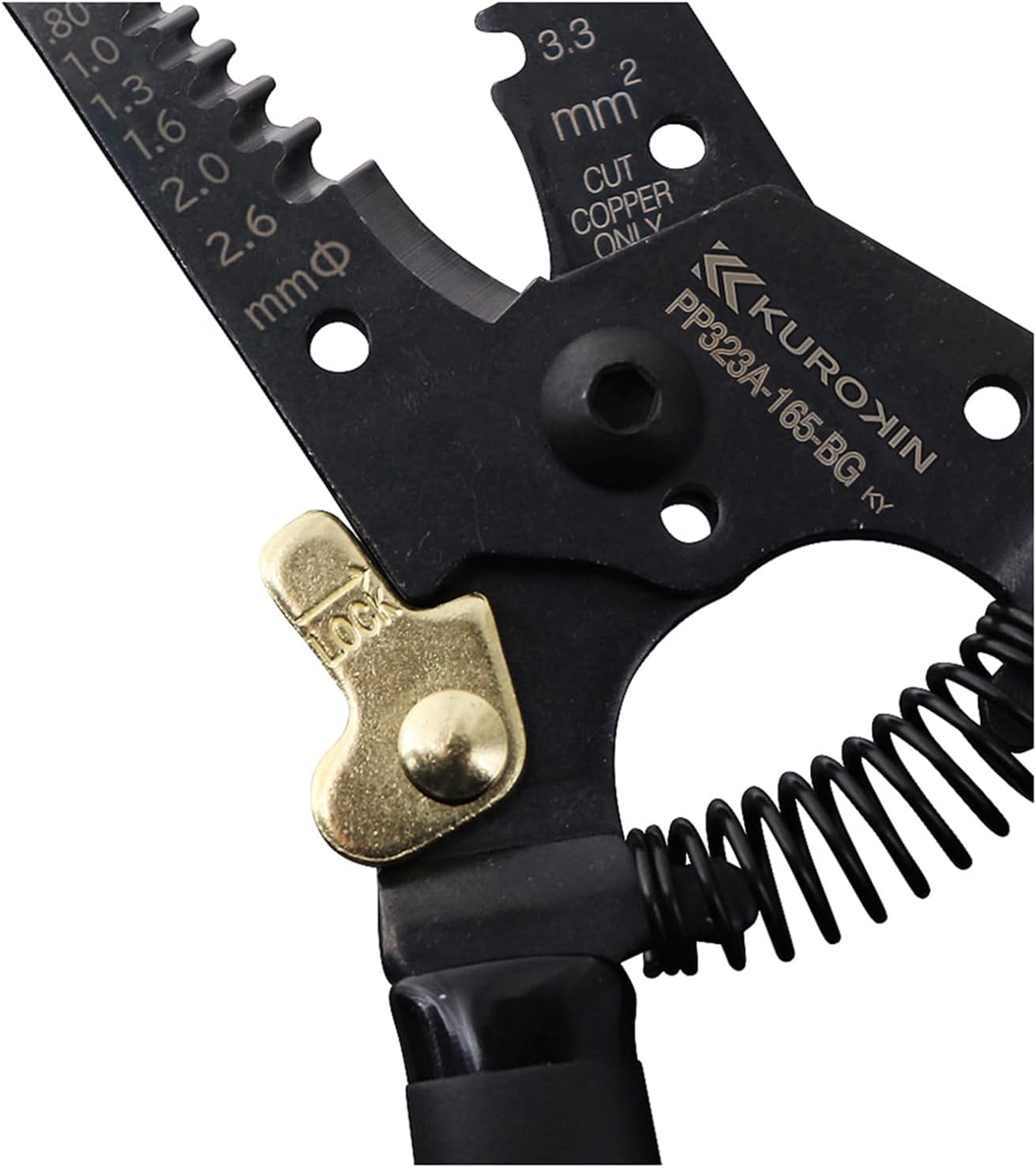 Fujiya PP323A-165-BG Wire Stripper a Type, 6.5 Inches (165 Mm), Black Gold, Spring Included