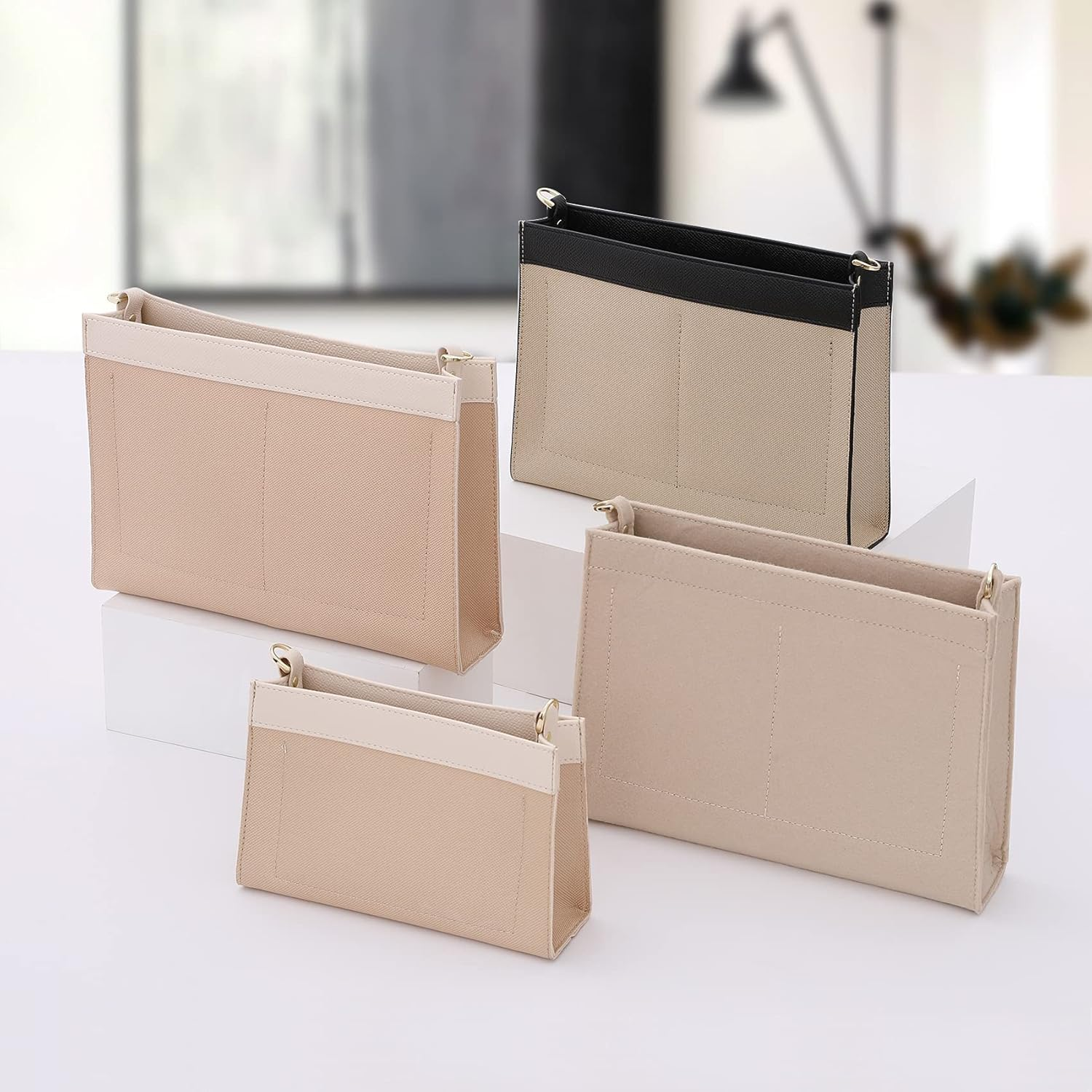 Oaikor Upgraded Purse Insert Organizer Bag Fit Toiletry Pouch 19/26, Black, Large-26, Non-Slip image number 2