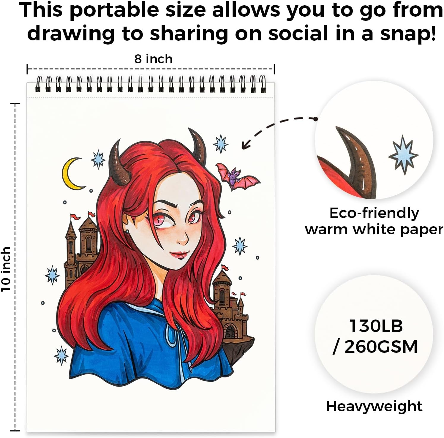 Ohuhu Double Sided Adult Colouring Book Bleedproof - Portraits of Joy - 20 Sheets/40 Pages Spiral Bound Page Double Sided Design Coloring Book -Perfect Stress-Relieving Gift Coloring Book image number 6