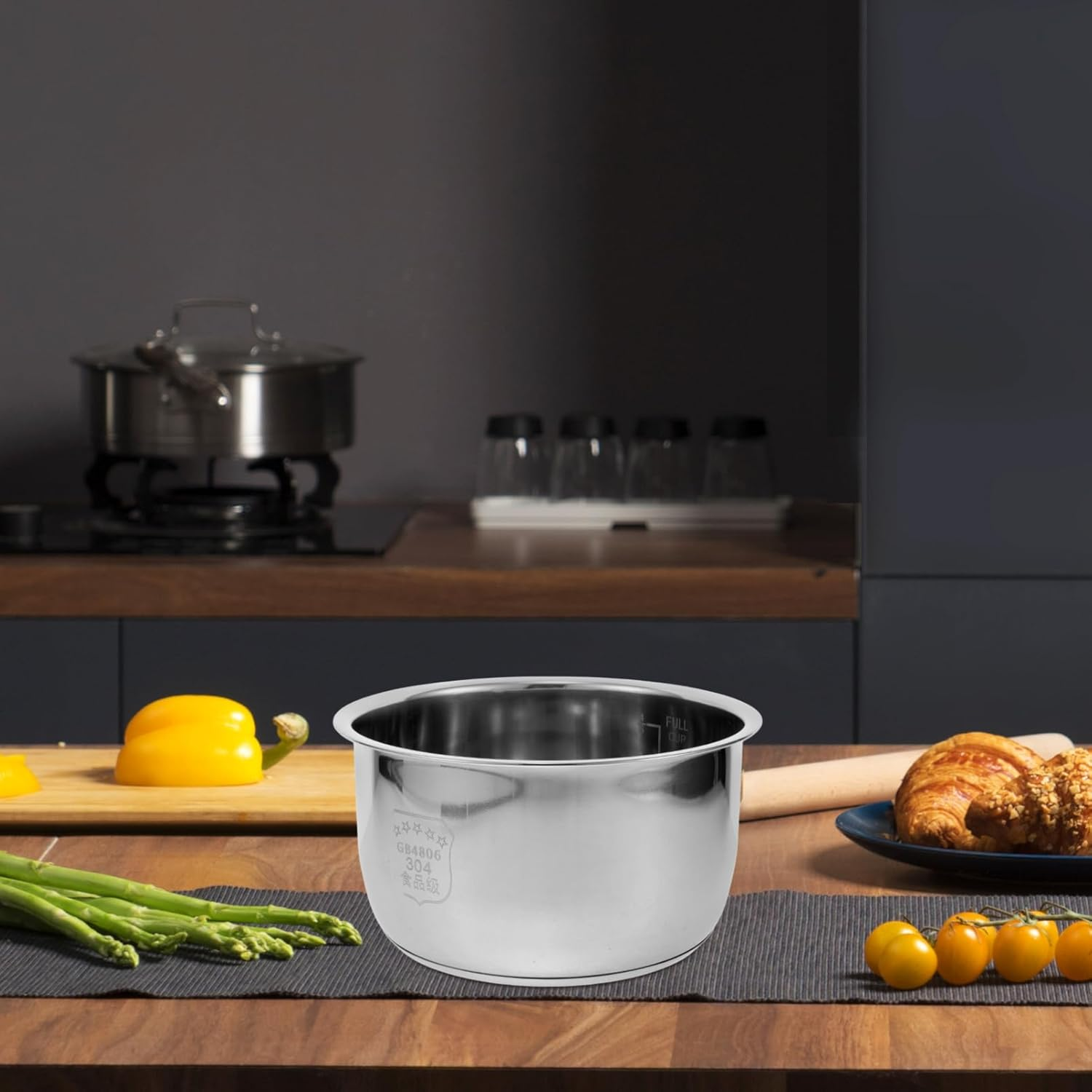 Zerodeko Rice Cooker Inner Pot Replacement, Rice Cooker Stainless Steel Inner Pot, 3.0L Stainless Steel Rice Cooker Inner Pot, Traditional Electric Cooker Accessories image number 6