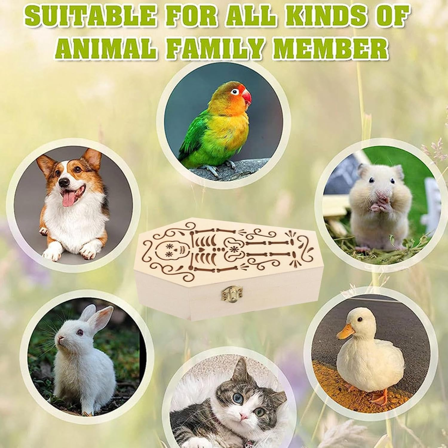 Wooden Dog Urns for Ashes | Engraved Dog Memorial Urn - Coffin Shape Storage Case, Commemorative Pet Burial Accessories for Farewell Ceremony image number 1