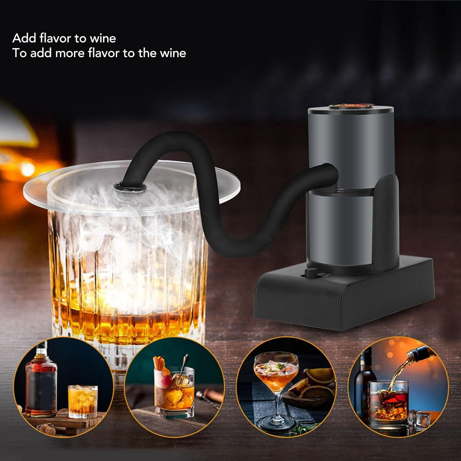 Smoking Gun, 2 Gear Adjustable Portable Handheld Cocktail Smoker Battery Powered Mini Food Smoker Infuser Kit with Nozzle Hose Brush Filter Mesh for Cocktails BBQ Cheese image number 5