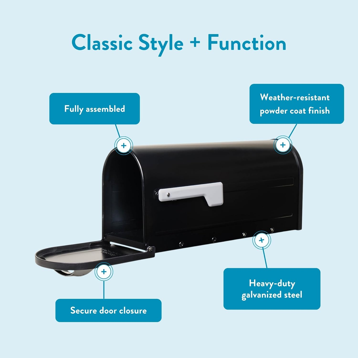 Architectural Mailboxes 8760B-10 Carlisle Postmount Mailbox, Medium, Black image number 2