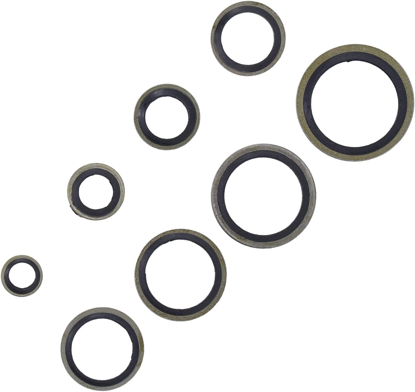 Eujgoov Oil Seal Washer, Sump Plug Washers,110 Pcs 8 Sizes Oil Drain Gaskets M6 M8 M10 M 12 M14 M16 M20 Metal Rubber Self Centering Lip,Good Sealing,High Temperature,Enough image number 5