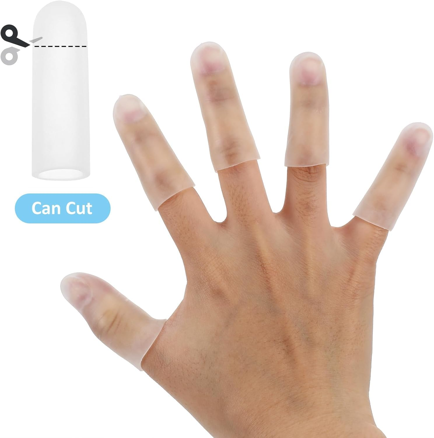 Gel Finger Cots, 14 Pieces Silicone Finger Protectors, Fingertip,Cracked Fingertip Treatment,Thumb Protector Covers for Hand Eczema Finger Arthritis image number 3