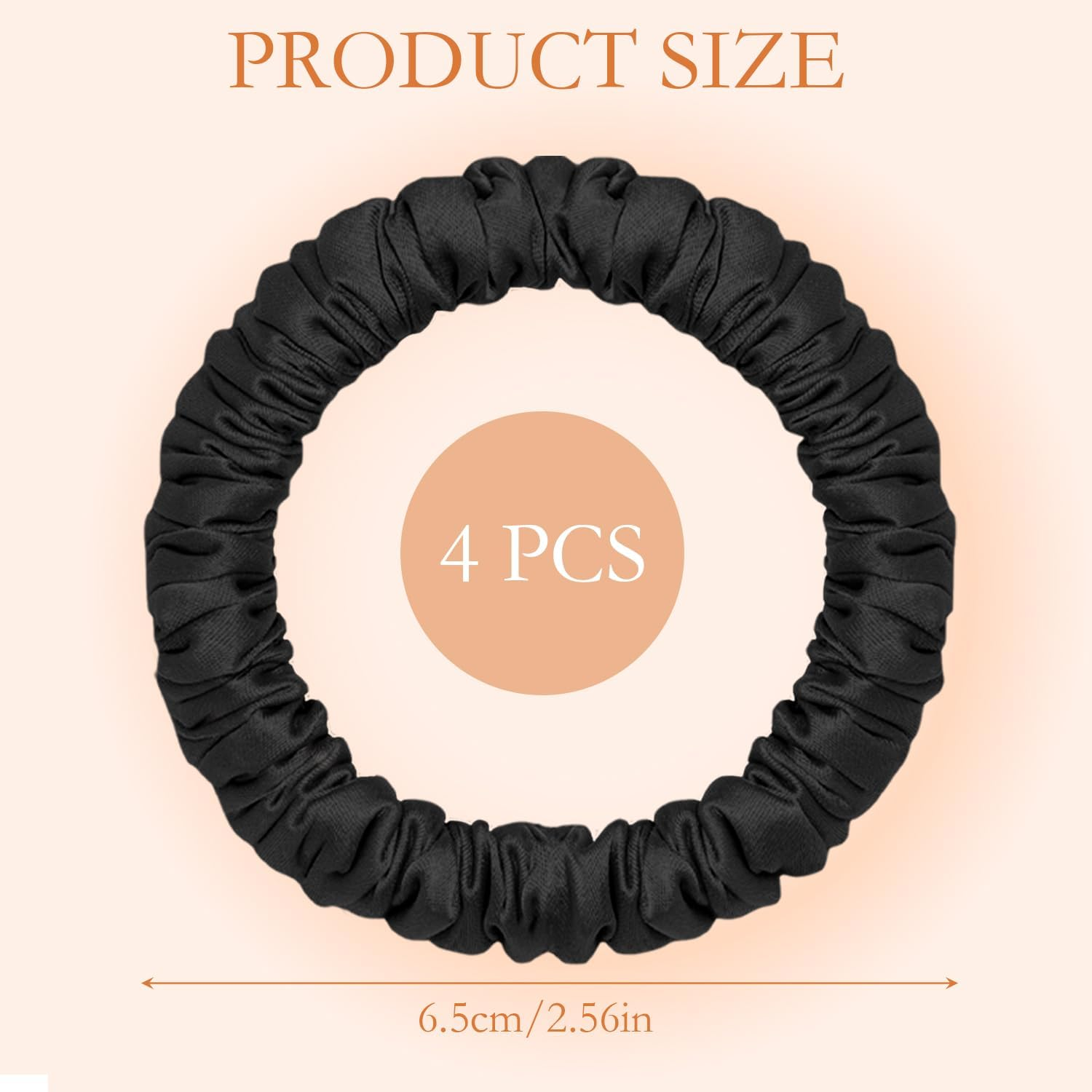 4 Pcs Silk Scrunchies | Silk Hair Ties | Satin Scrunchies | Elastic Hair Bands | Hair Bobbles | Hair Scrunchies for Women | Hair Ties No Damage | 4 Pcs Black Hair Ties image number 6