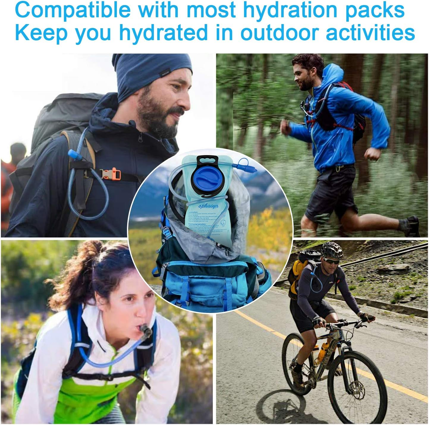 Hydration Bladder 2 Pack+1Pcs Clean Flexible Brush 2 Liter Leak Proof Water Storage Bag Reservoir，Military Hydration Pack Replacement for Hiking Biking Climbing Cycling Running Camping Backpack image number 5