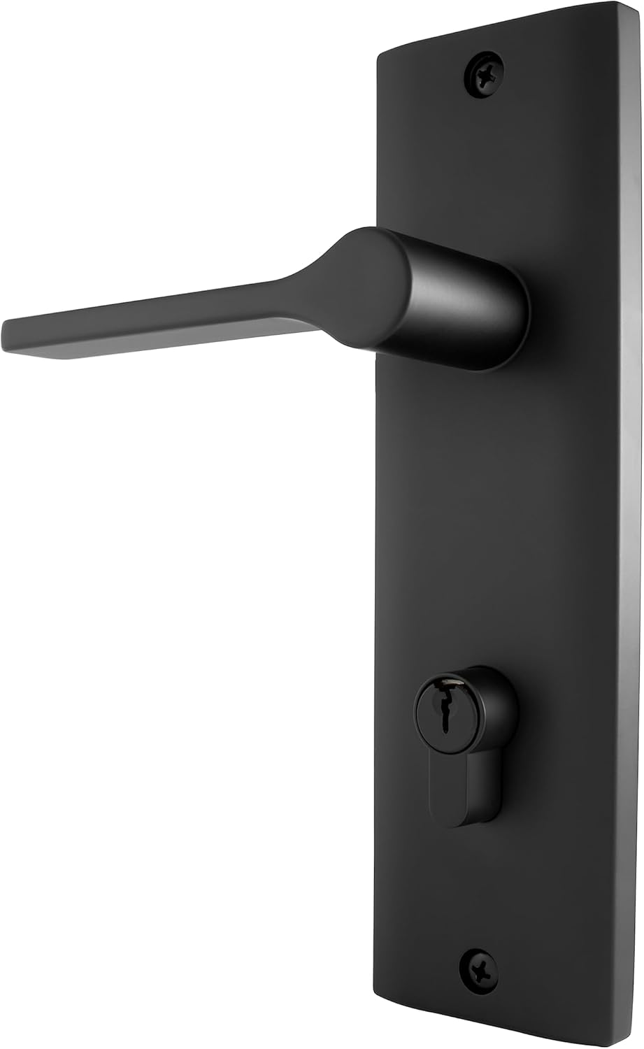 Gainsborough Tradepro Adel Long Plate Entrance Double Cylinder Lever and Lock Set, Matt Black image number 1