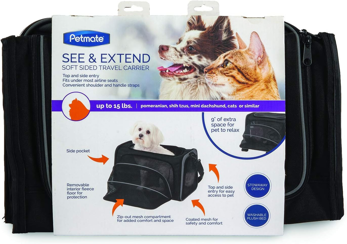 Petmate 21842 See and Extend Pets Carrier, Navy Blue image number 2