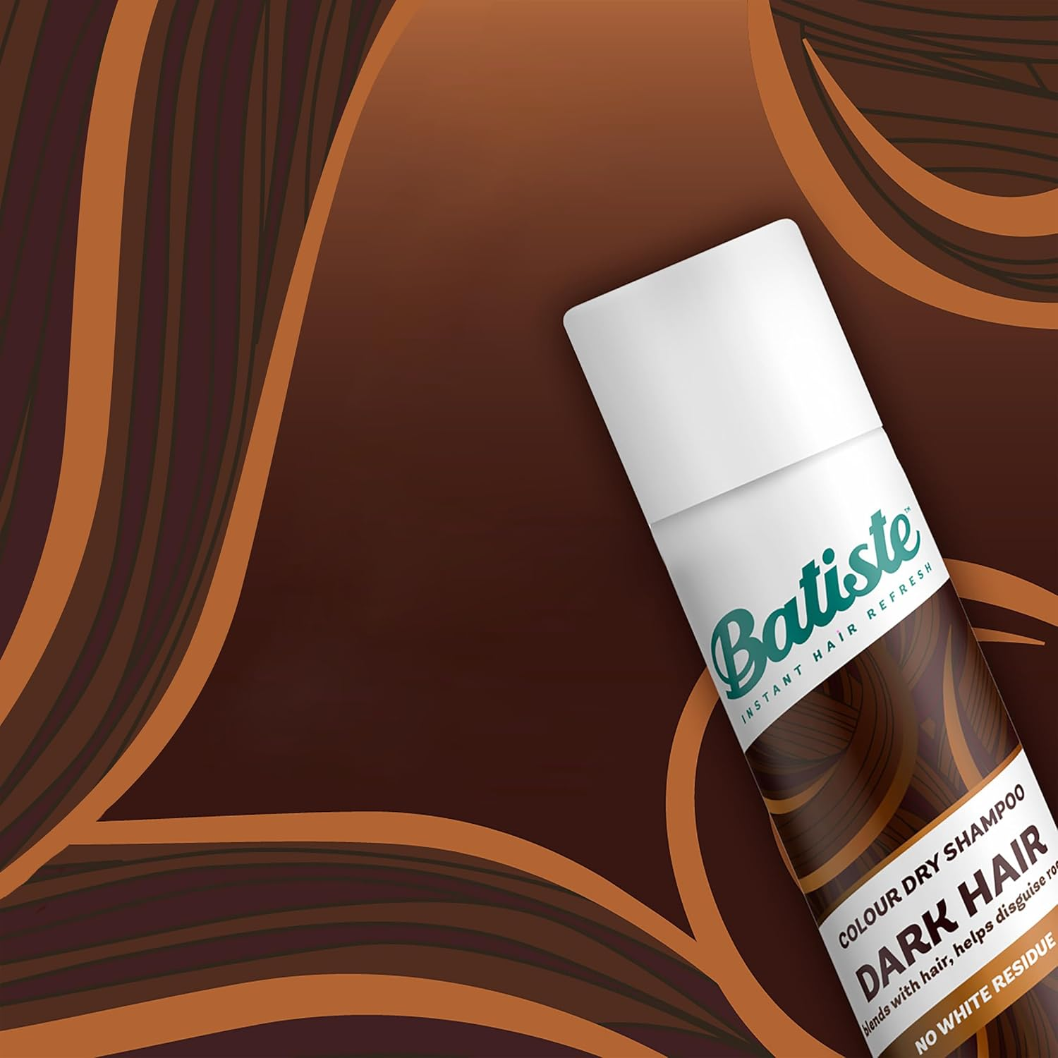 Batiste Dark Dry Shampoo 350Ml - Seamlessly Blend Roots for Dark Hair, No White Residue, Instantly Refreshes & Adds Volume, Infused with Cacao Extract - Ideal for Quick Hair Refresh & All Hair Types