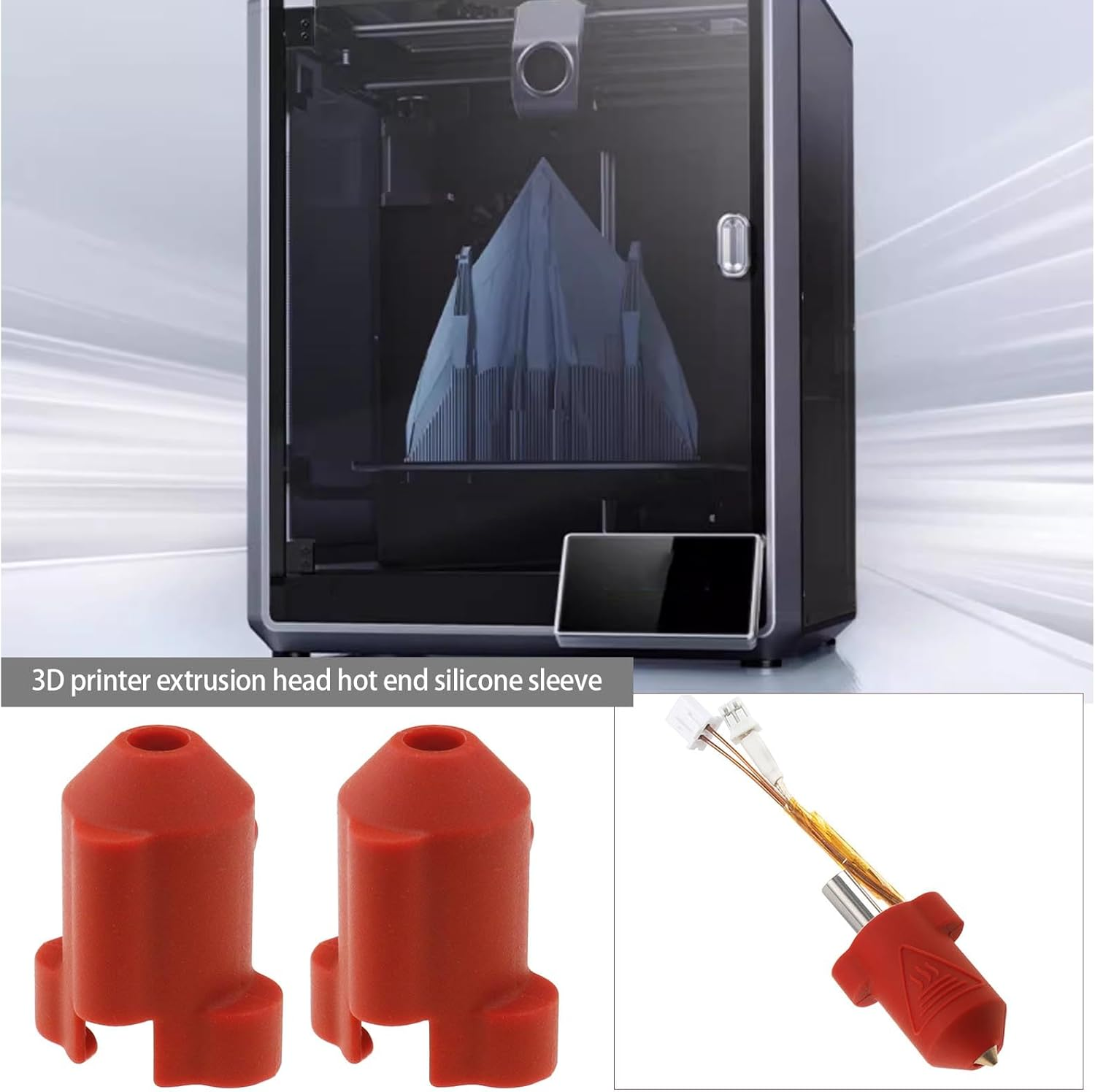 VGOL 5Pcs 3D Printer Extruder Hot End Silicone Sleeve 3D Printer Extruder Silicone Protective Cover Compatible with Creality K1 K1 MAX 3D Printers, Red