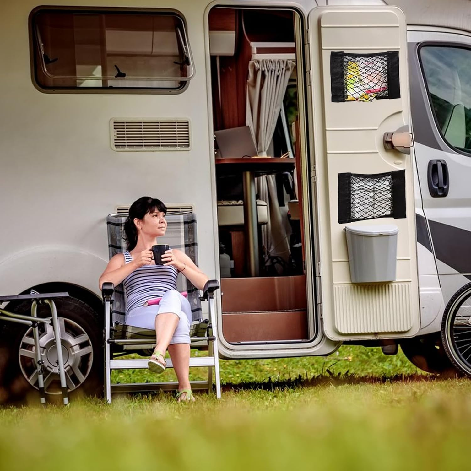 Ulifebetter 2PCS Universal Mesh Cargo Net with Adhesive Tape, 9.8&times;15.7In Small Cargo Storage Mesh Net Car Storage Net Pocket RV Storage Netting Wall Mesh Pocket Net for Rv Car Trunk Boat(Black)