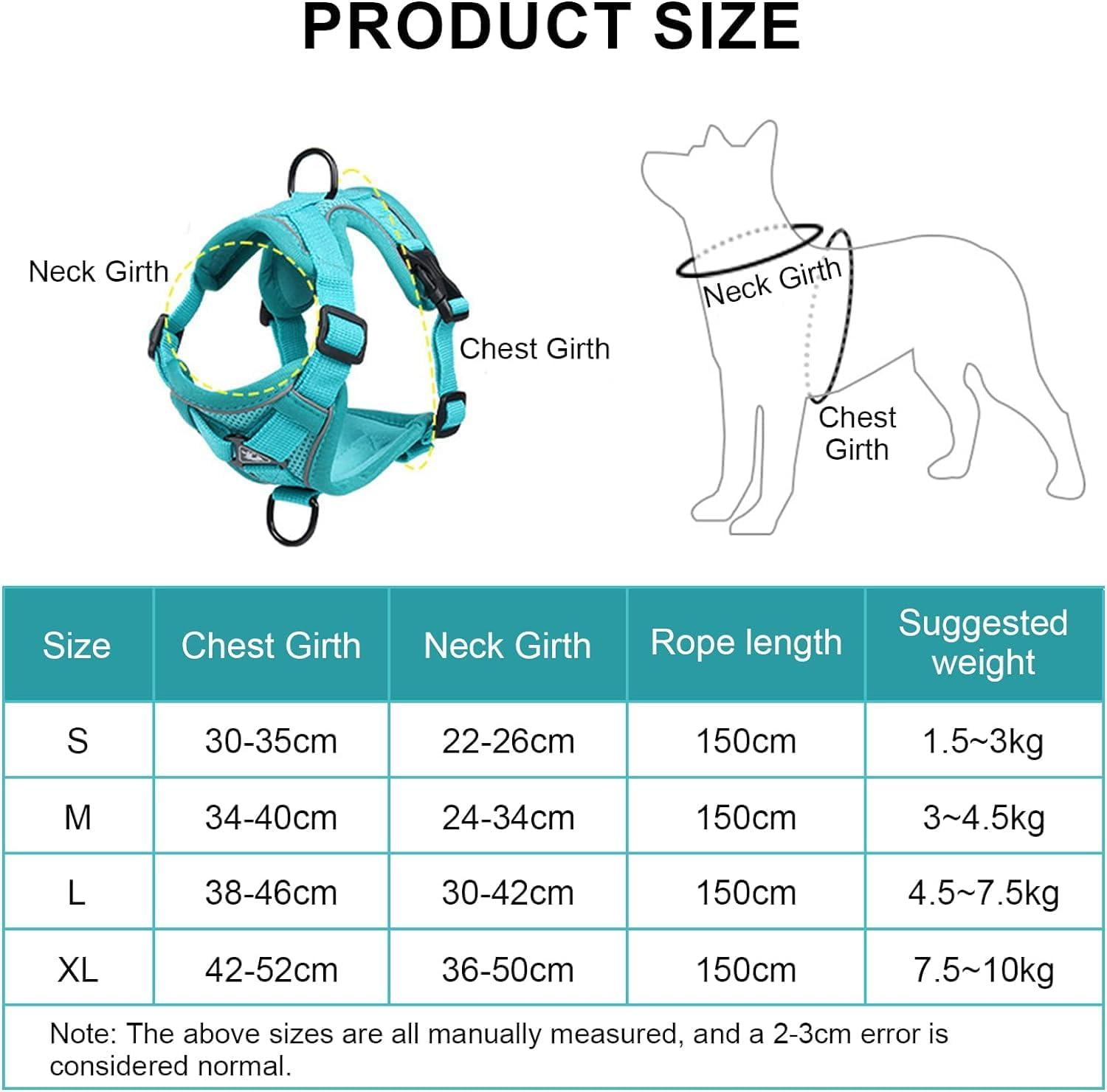 Air-Mesh Breathable Chest Harness, Dog Harness with Lead, Soft, Adjustable, Reflective, Anti-Pull Dog Harness, Adjustable Puppy Harness for Medium, Small, Large Dogs (XL) image number 3