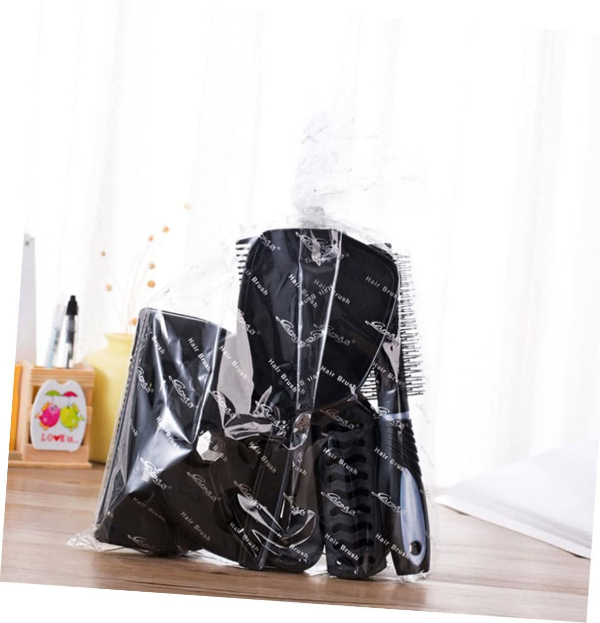 HAMPPLIES 5Pcs Professional Hair Salon Barber Comb Detangle Brush Hair Massage Comb Static Brush Styling Tools Mirror Kit image number 1