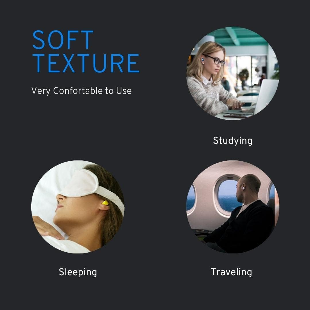 Prosafe Soft Earplugs Foam for Sleeping Travel Safety Study Noise Polyurethane Disposable Uncorded Box of 200-Pairs Class 4 Certified image number 6