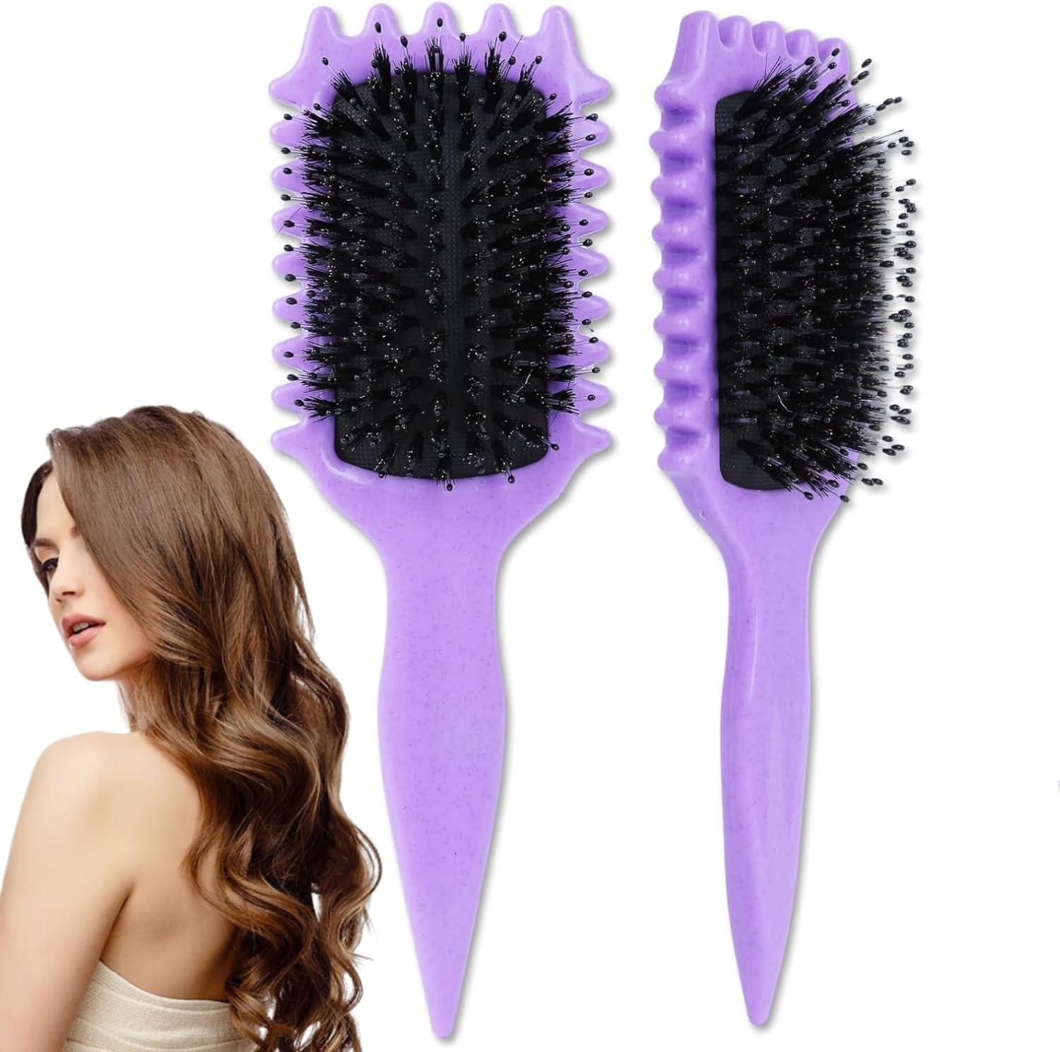 Curl Defining Brush, Curly Hair Brush, Curl Defining Boar Bristle Hair Brush for Detangling, Shaping and Defining Curls (Black)