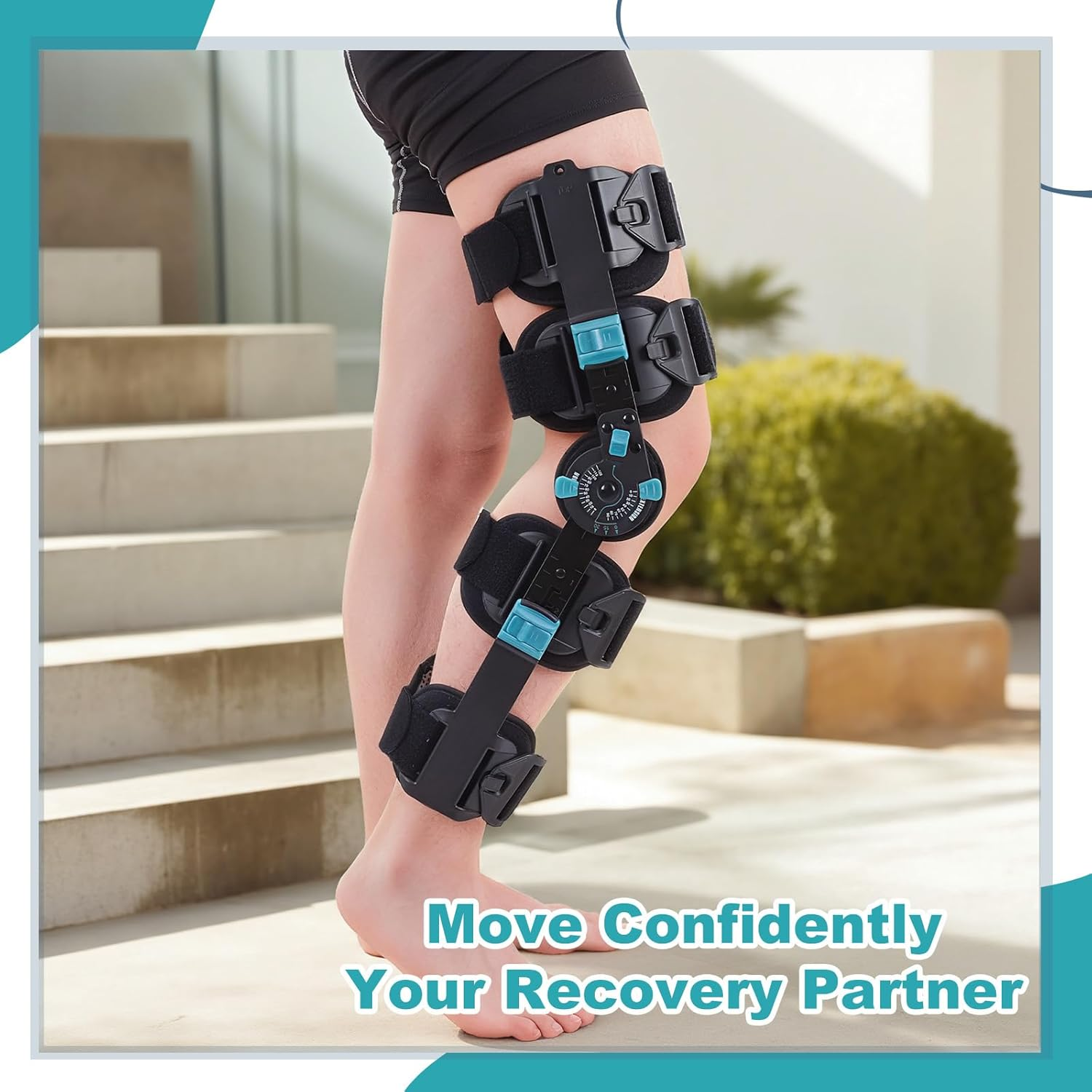 Hinged Post Op Knee Brace, ROM Knee Immobilizer for Recovery Stabilization, ACL, MCL and PCL Injury, Adjustable Orthopedic Knee Support for Left and Right Leg image number 2