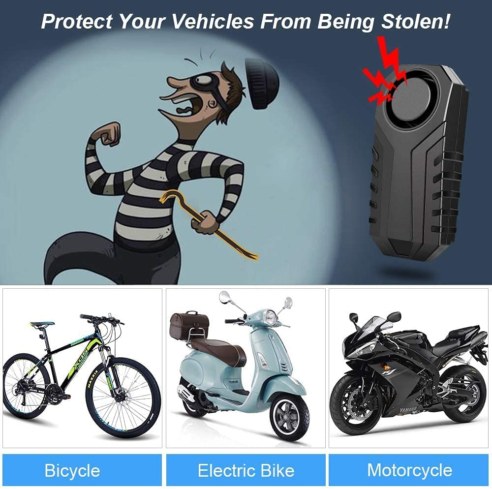 NEEWERS 113Db Bicycle Alarm, Wireless Anti-Theft Burglar Security Alarm for Bike Motorcycle Car Mobility Scooter Vehicles Door Window, Super Loud and Waterproof (Remote Control Included) image number 4