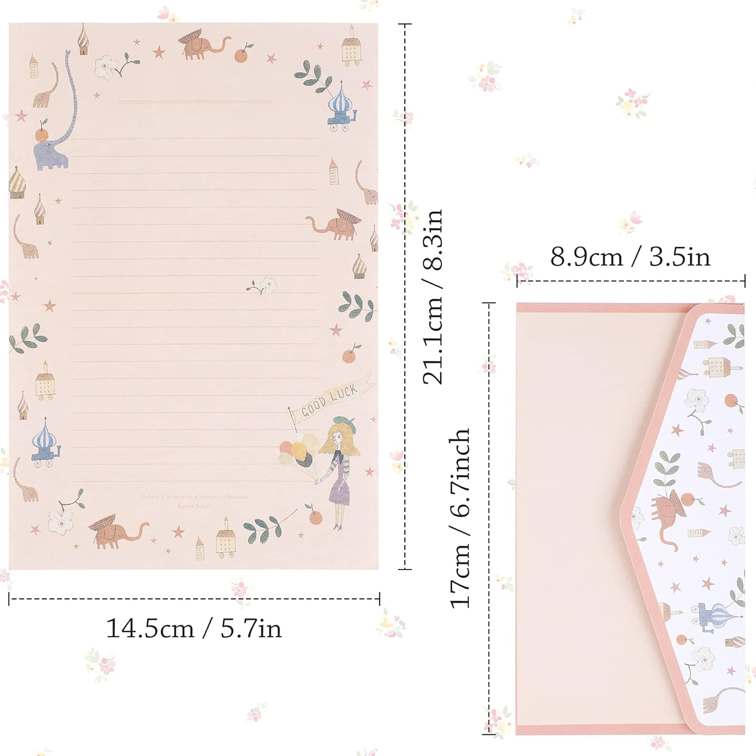 Stationery Writing Paper and Envelopes Set Cute Vintage Floral Letter Writing Paper for Women（18 Sheets +9 Envelopes） image number 4