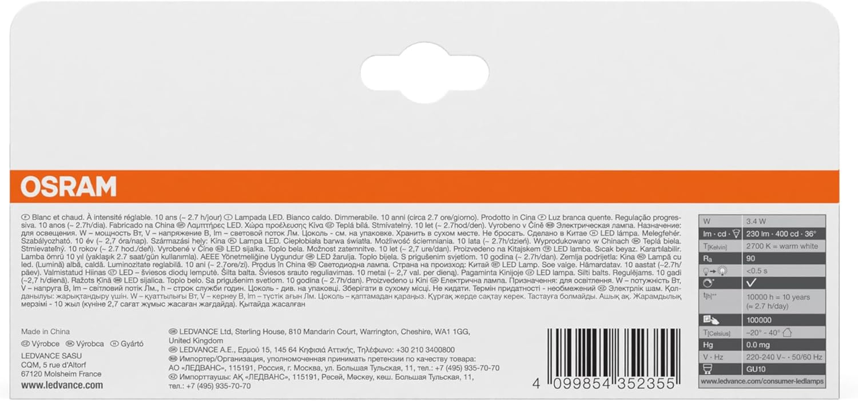 OSRAM LED Base PAR16 3.4 W 927 GU10 image number 1