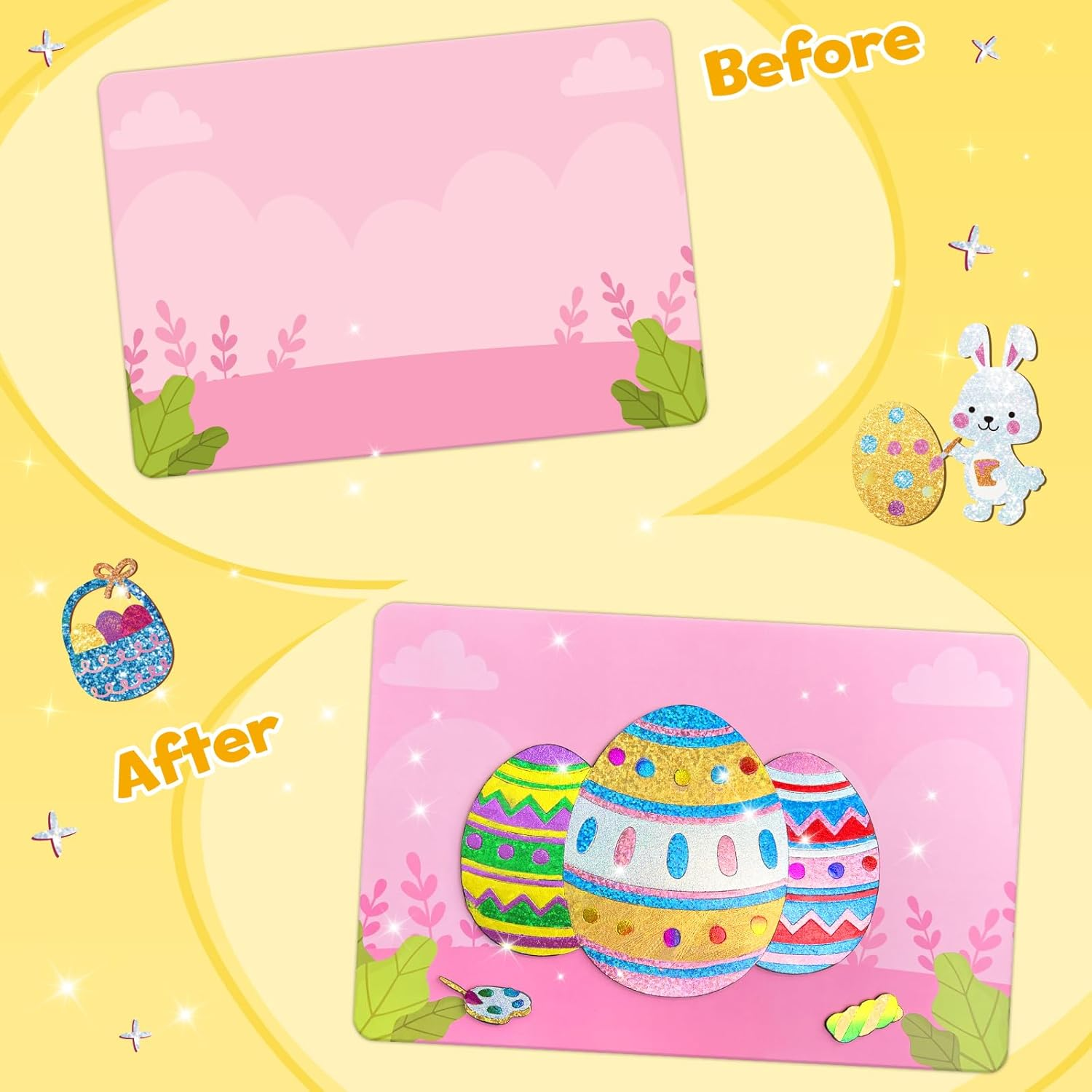 ZMLM Easter Crafts Gifts for Kids - Foil Art Mess Free Activity, Fun Easter Basket Stuffers, Gifts for Ages 4 5 6 7 8 9 10 11 12 Girls Boys, Creative Arts and Crafts Kits Games Toys for Kids image number 5