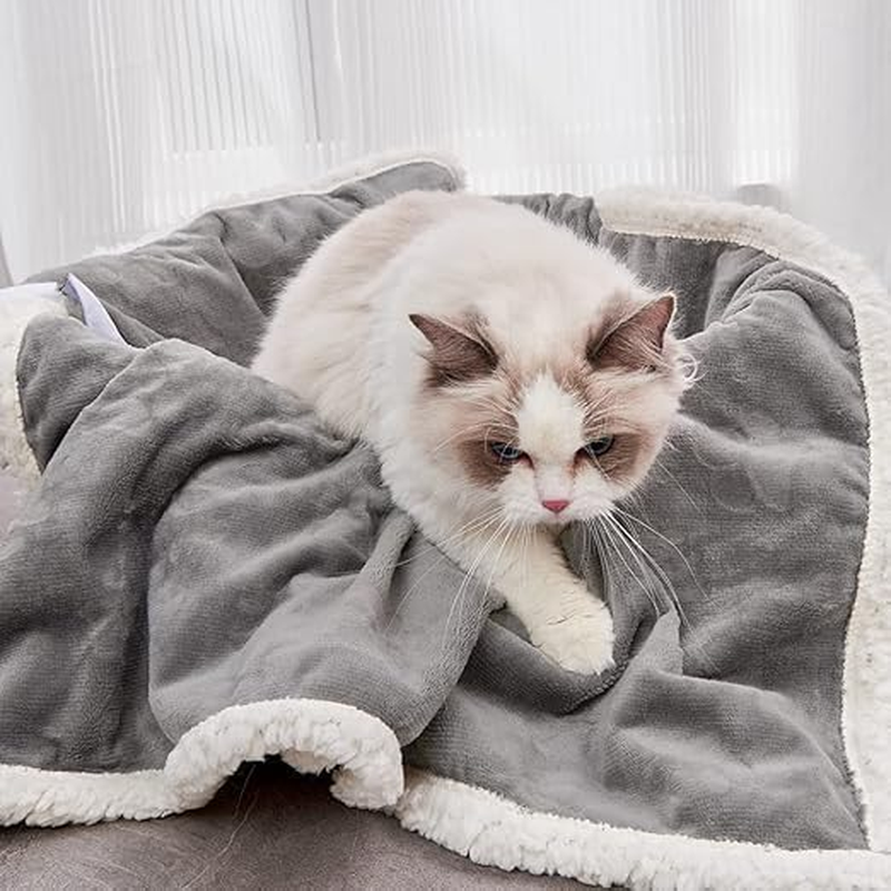 Dog and Cat Pet Blanket - Waterproof Washable Cat and Dog Wool Blanket, Soft and Warm Plush Pad, Suitable for Beds, Sofas, Cars, Sofas, 25 Inches X30 Inches, Gray image number 5