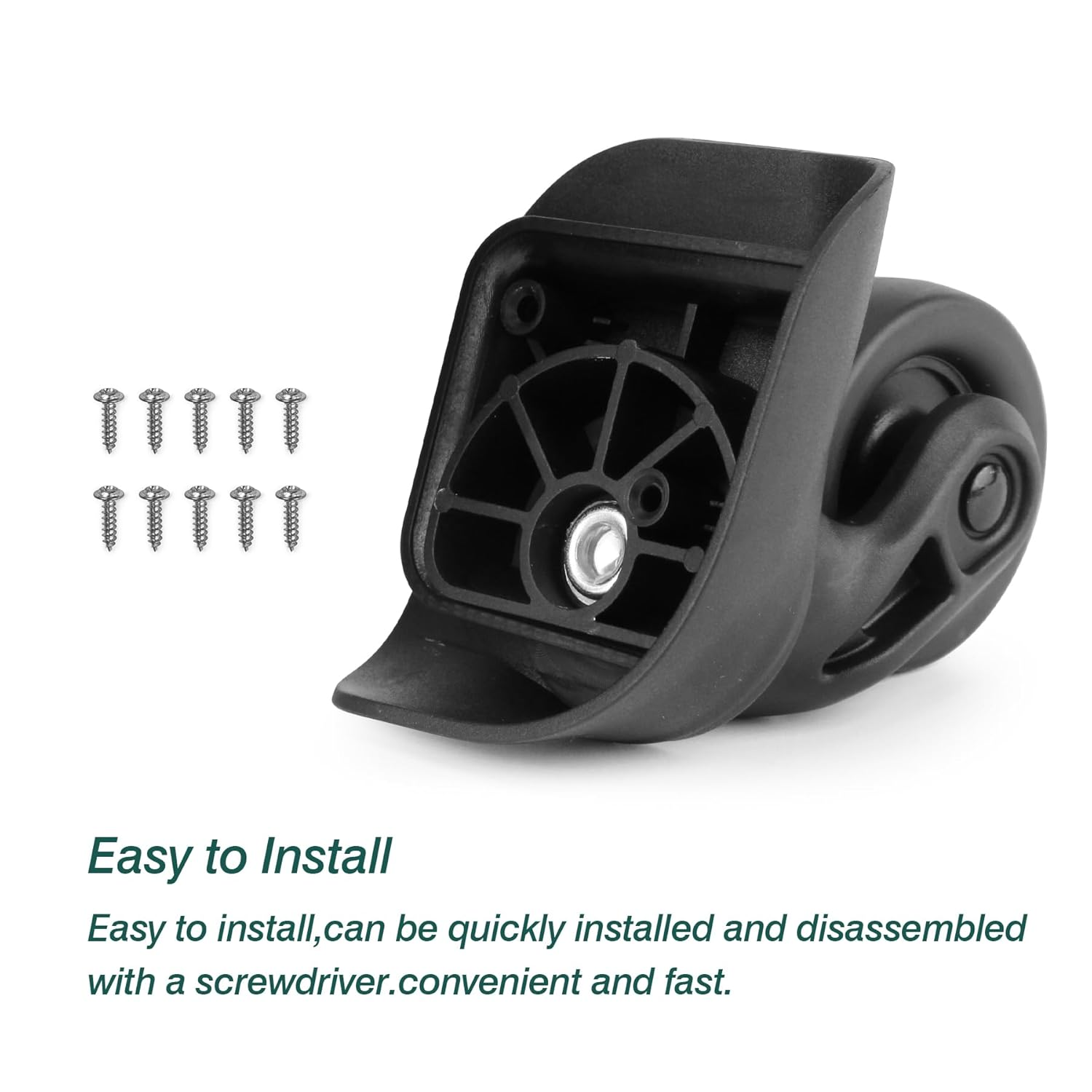 Ech.Apr 2Pcs Luggage Wheels Replacement, Plastic Luggage Suitcase Wheels, 360 Degree Rotation Wheel, Black, Black, 2Pcs, Ea237 image number 4