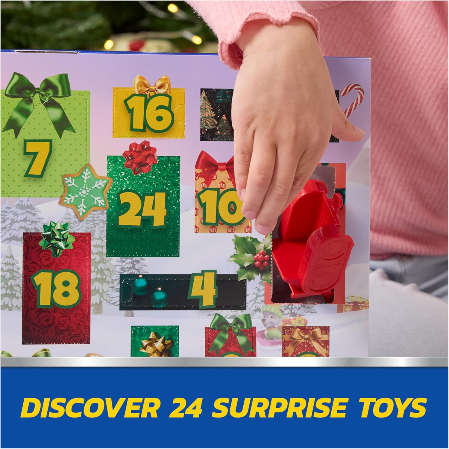 PAW Patrol Holiday Rescue Advent Calendar, 24 Surprise Toys - Figures, Miniature Vehicles and Accessories, Kids Toys for Boys and Girls Ages 3 and Up image number 5
