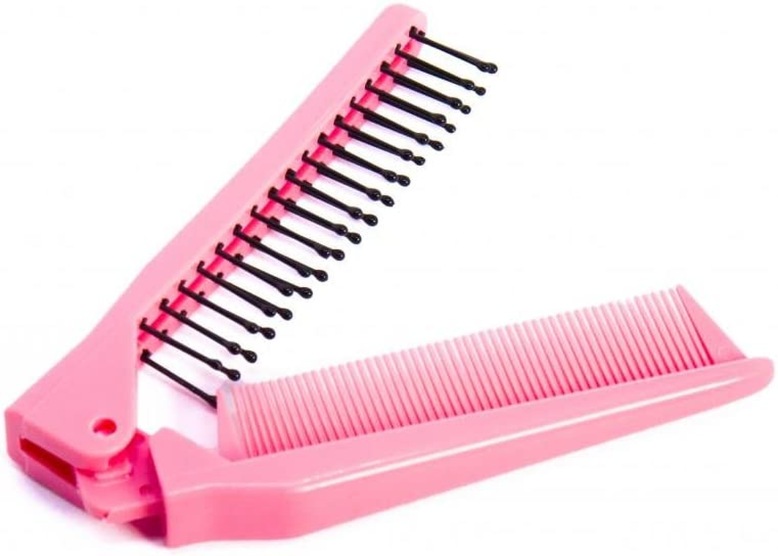 Portable Travel Folding Hair Brush Compact Pocket Hair Comb Double Headed Anti-Static Comb image number 3