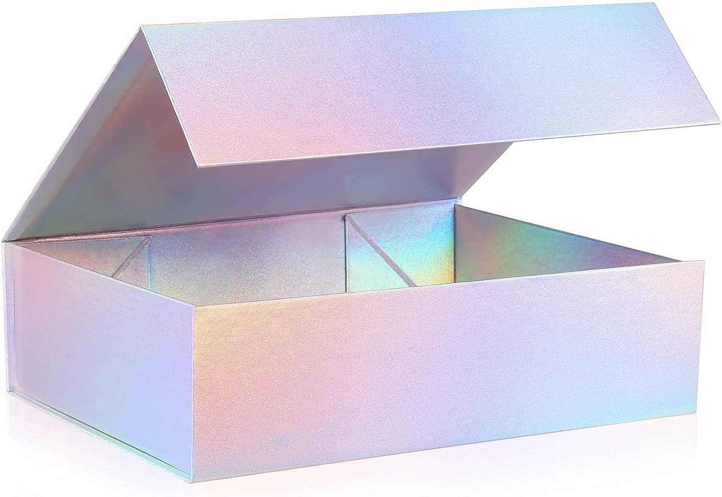Magnetic Gift Boxes with Lids 320X240X90Mm Large Gift Boxes for Presents, Holographic Silver Luxury Sturdy Foldable Cardboard Box with Magnetic Closure (1 Pcs) image number 1