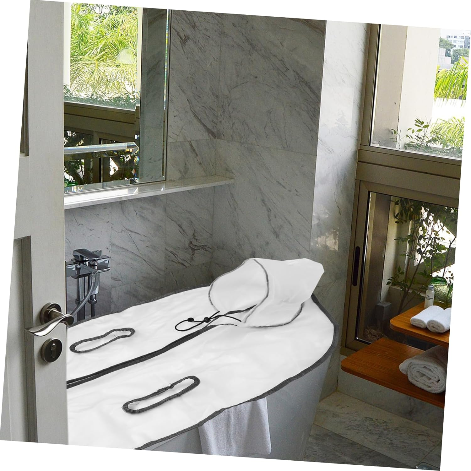 Cabilock Foldable Bathtub Insulation Cover Replacement Bathtub Lid for Soaking Bucket Spa Tub Lid Foldable Design Insulated Bath Basin Cover for Warm Bath image number 5