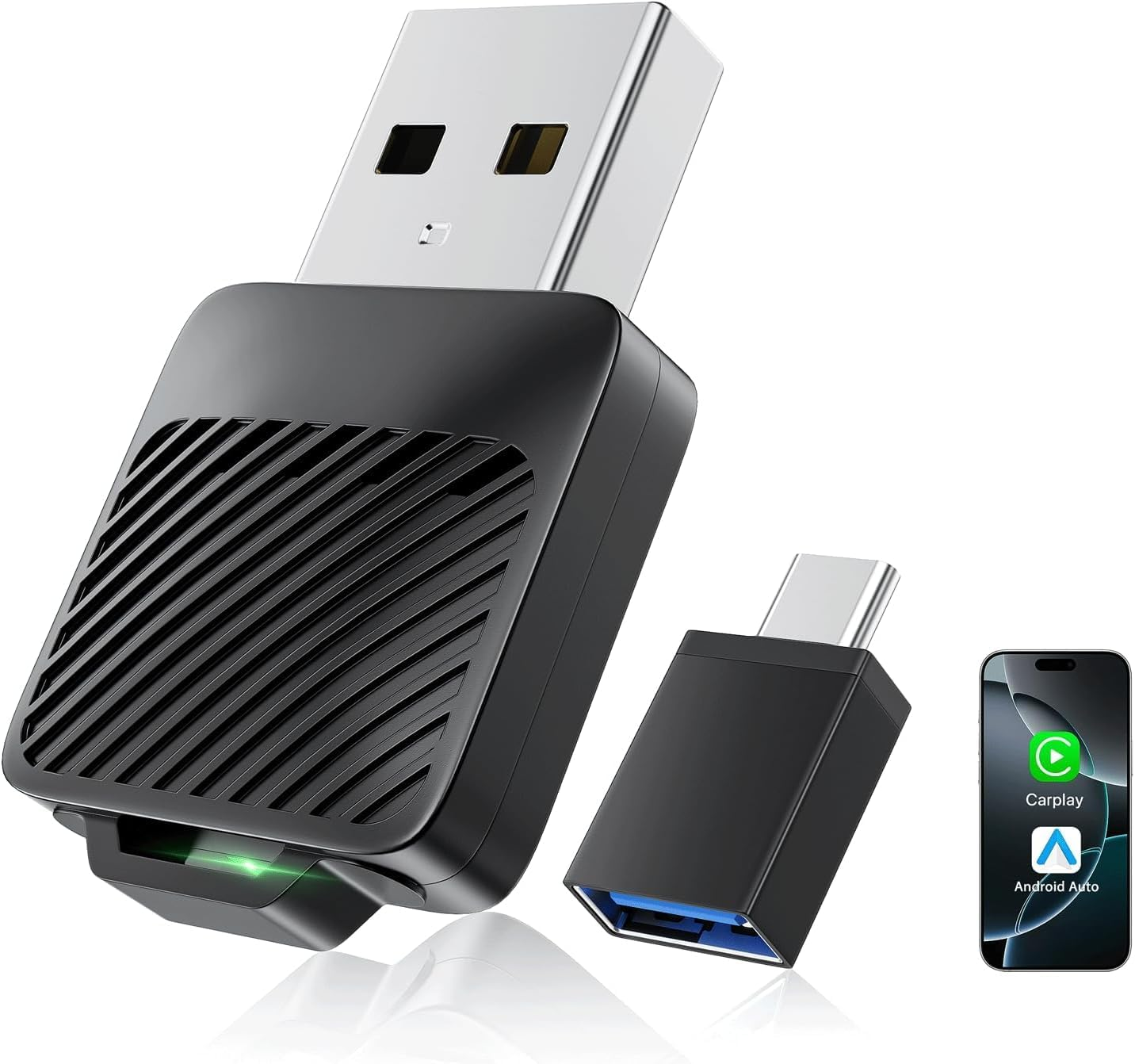 2-In-1 Wireless Carplay & Android Auto Adapter, 2025 Upgrade Mini USB Design for Cars with Built-In Wired Apple Carplay Plug & Play Carplay Dongle Converts Wired Carplay to Wireless, Fast Auto-Connect