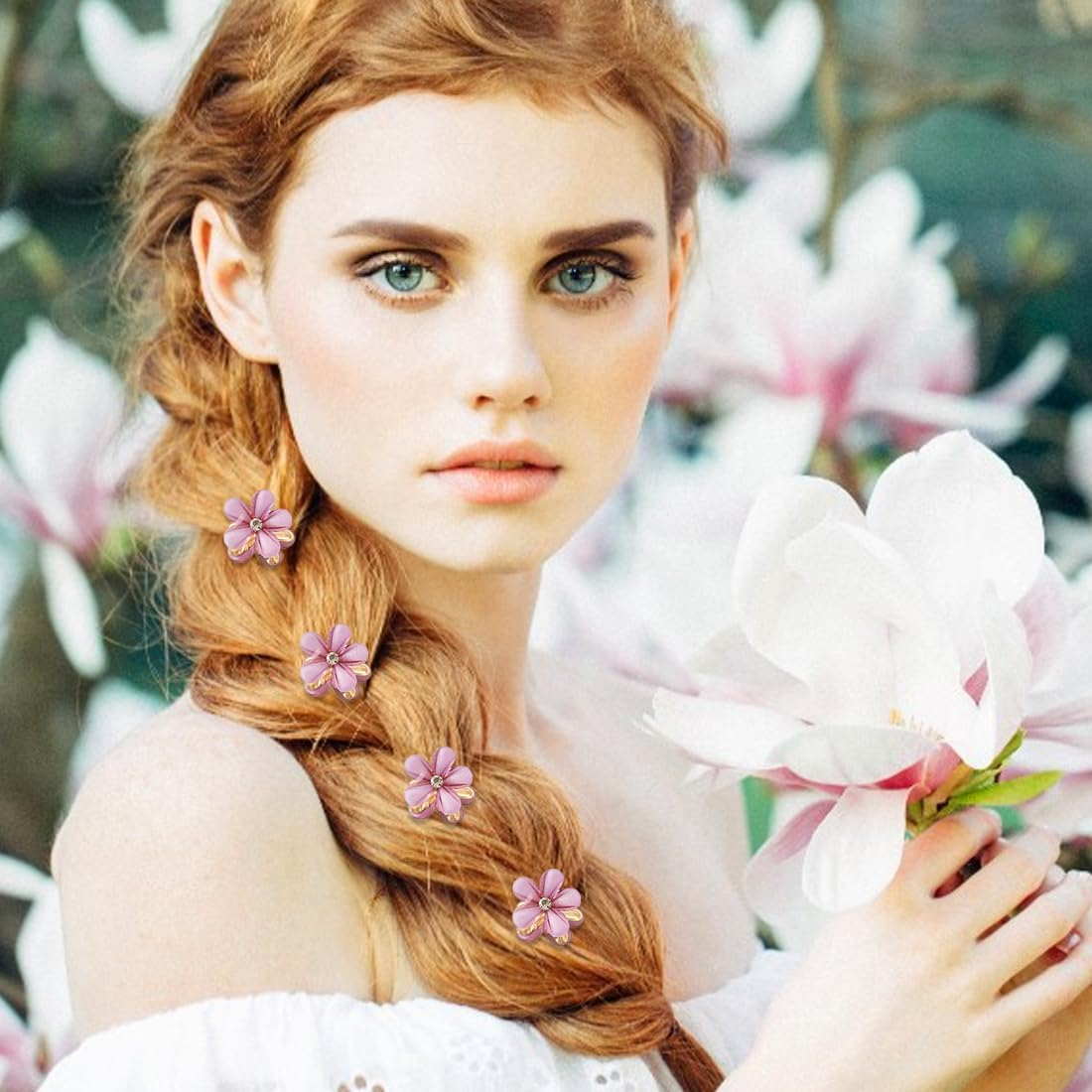 Weddhuis Mini Diamond Hair Clips Pack of 10 Cute Mini Hair Clips Hair Clips for Photo, Daily Life, Party, Wedding (White & Pink) image number 5