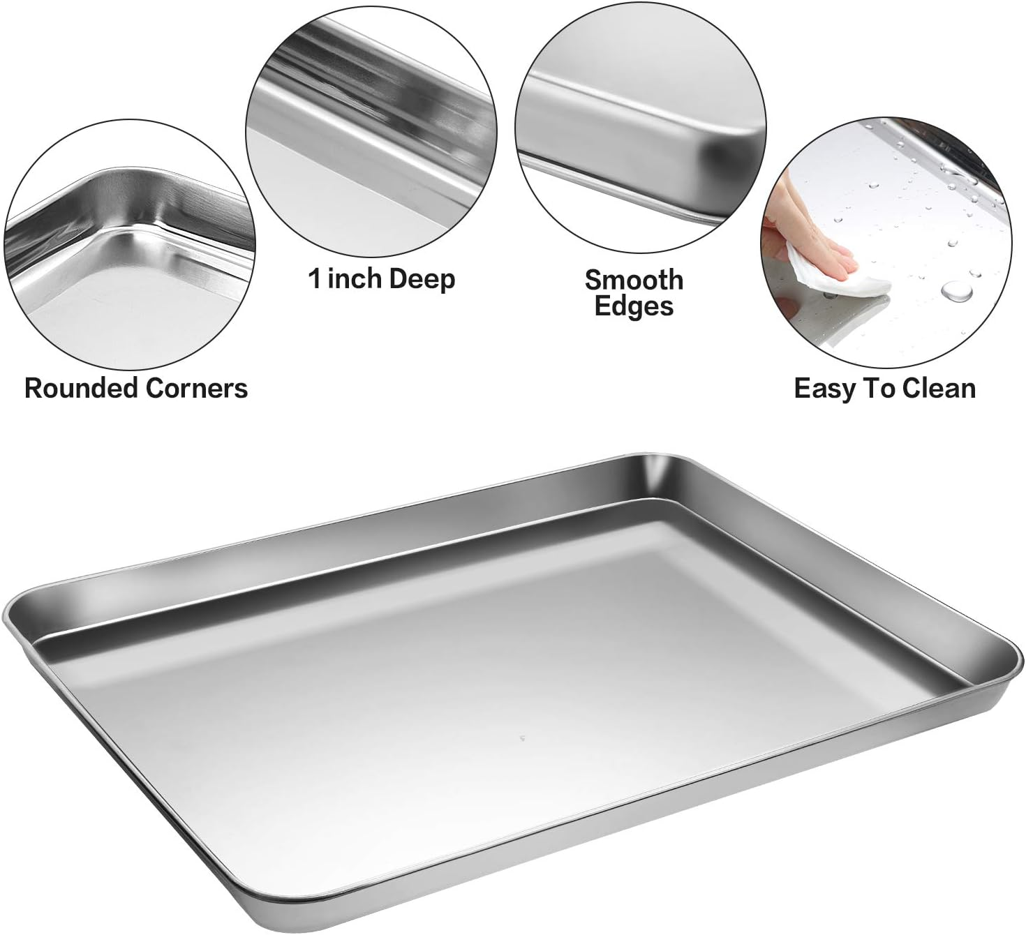 Stainless Steel Baking Sheet Tray Cooling Rack with Silicone Baking Mat Set, Cookie Pan, Set of 6 (2 Sheets + 2 Racks + 2 Mats), Non Toxic, Heavy Duty & Easy Clean image number 4